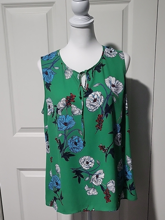 CAbi Tops - Cabi 3785 Primrose Floral Green Blouse Sleevless Top Womens Size Large